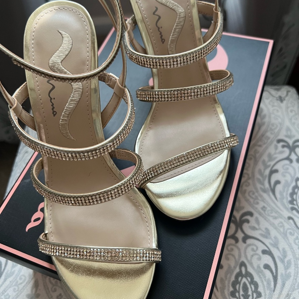 Nina Sami Gold Rhinestone Sandals - Picture 9 of 9